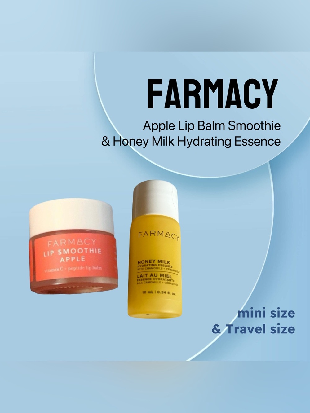 🇺🇸🆕NWOB FARMACY | Travel set Apple Lip Balm Smoothie & Milk Hydrating Essence